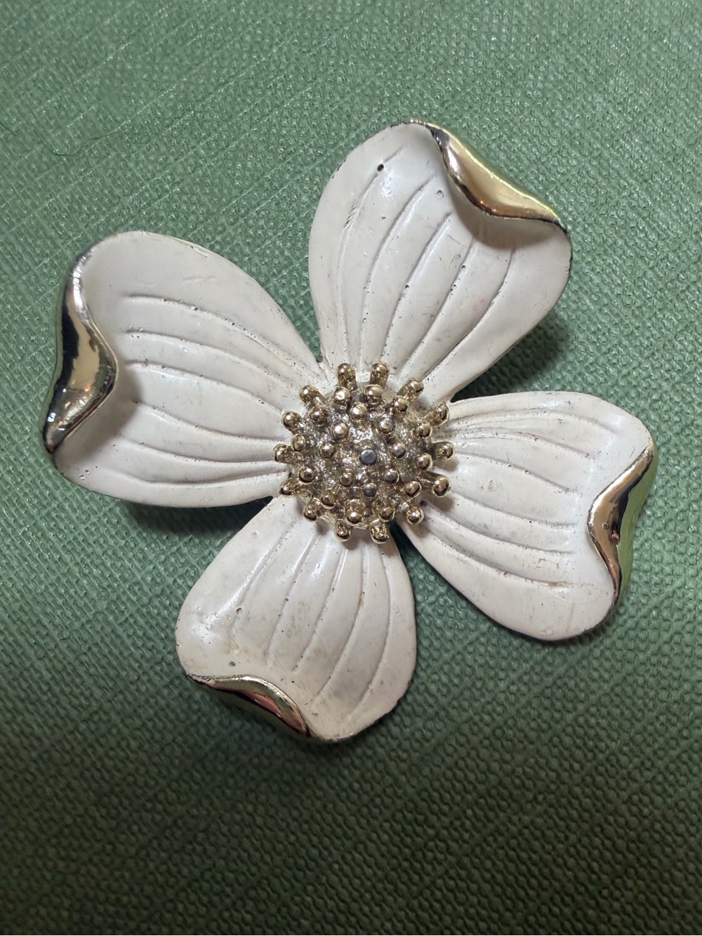 Vintage Gerry Weber Cream and Gold Floral Petal Brooch